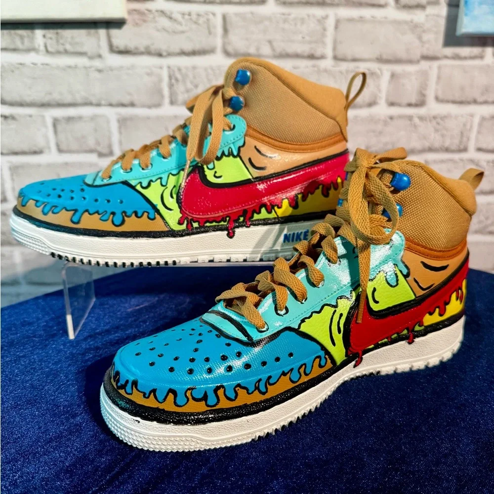 Nike Court Vision Sneakers with Graffiti Design Size 8 Mens New custom comic - Picture 5 of 11